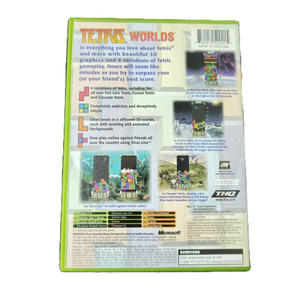 Tetris Worlds Xbox Live (Microsoft Xbox, 2003) Complete CIB Tested Working